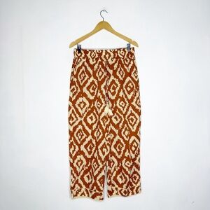 Haute Hippie Beach Aztec Print Wide Leg Pants Size Medium Boho Pull-On Shell